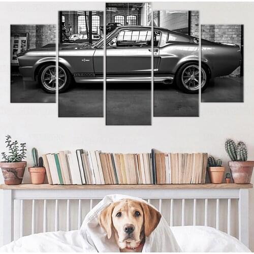 HD printed painting 5P car Wall art FORD MUSTANG GT500 ELEANOR CANVAS SET canvas painting home decor frame