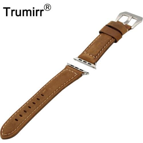 Italy Genuine Leather Watchband Stainless Steel Buckle Strap for iWatch Apple Watch Series 5 4 3 2 1 38/40/42/44mm Band Bracelet