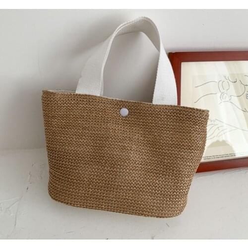 Summer Trend Straw Bags New Popular Hit Color Handbags for Women 2021 Designer Luxury Zipper Color Matching Tote Bag