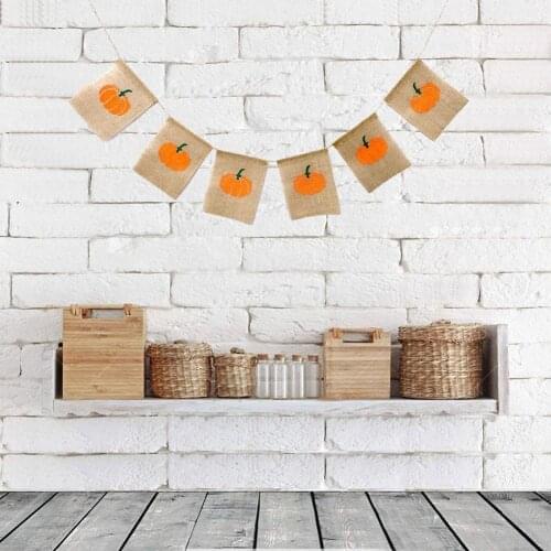 Linen Pumpkin Flags Cartoon Banner Fall Wedding Birthday Halloween Decoration Autumn Banner Supplies Party Outdoor W7W2