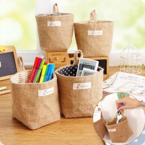 Brief Desktop Organizer Double Faced Fabric Storage Bag 2 Pieces/Lot Multi-purpose Hanging Walls Bag