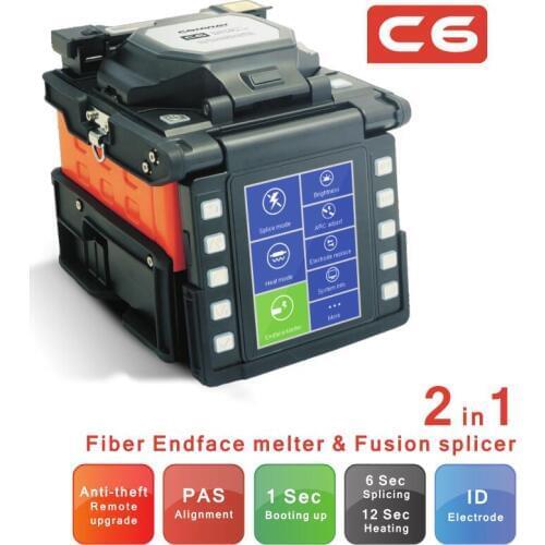 Multi-language Comway C6 optical fusion splicer fiber endface melter 2 in 1 High precision alignment PAS ARC Splicing machine