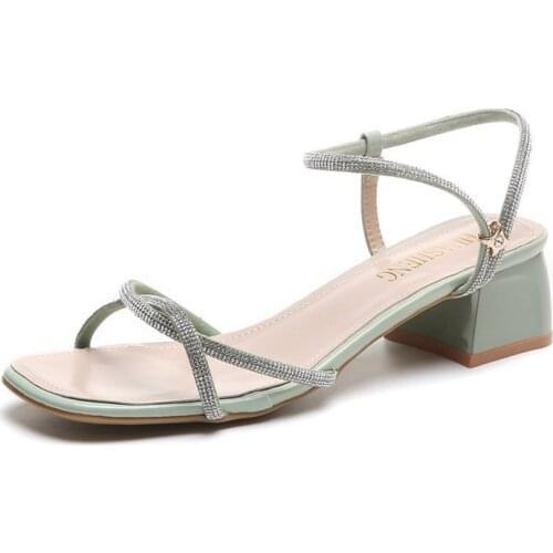 Fashion White One Word Buckle Womens Sandals 2021 New Summer All-match High Heels Stiletto Black Womens Shoes Fairy Style