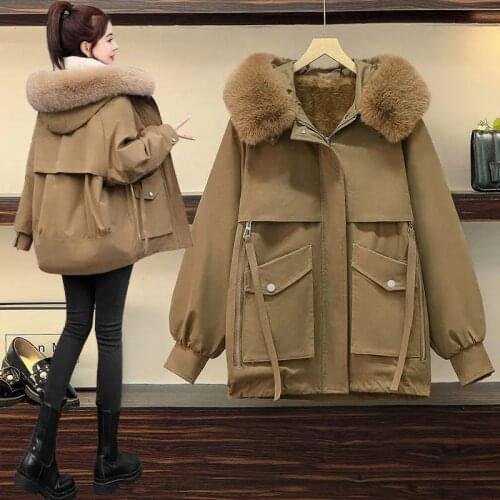 2021 Women Winter New Thick Hooded Overcoat Parkas Cotton Coat Loose Casual Jacket Mid-Length 4XL Plus Velvet Outerwear Female