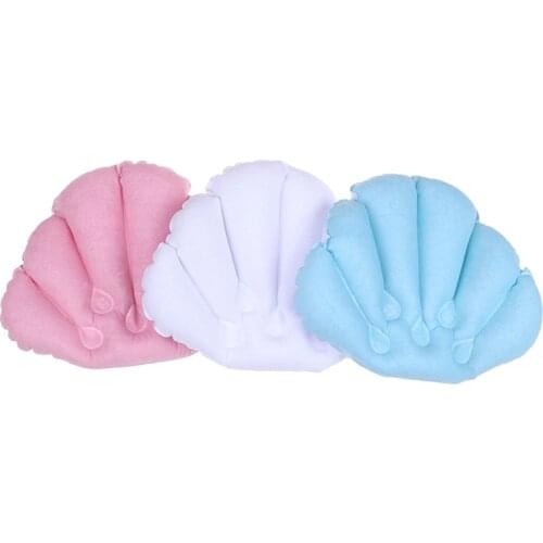 1PC Soft Spa Neck Bath Pillow With Suction Cups Inflatable Terry Cloth Fan-shaped Neck Support Pillow Bathtub Cushion