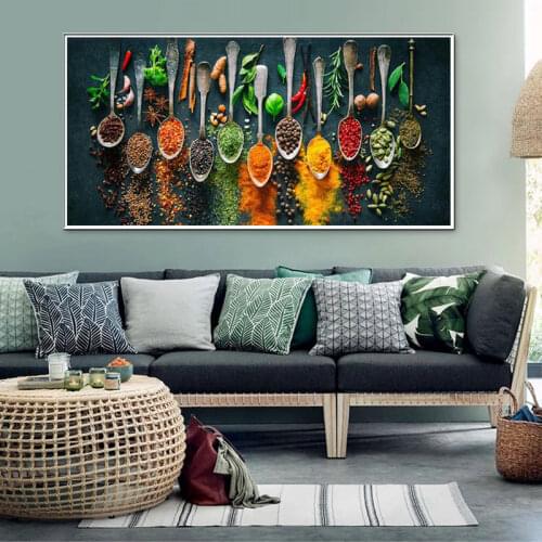 Kitchen Food Seasoning Posters And Prints Modern Spice Herb Canvas Painting Print Ingredients Wall Art Pictures Decoration Mural