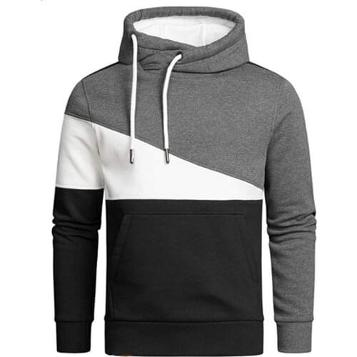 Skin-friendly Trendy Color Block Front Pocket Pullover Hoodie Cozy Hooded Sweatshirt Fleece for Travel