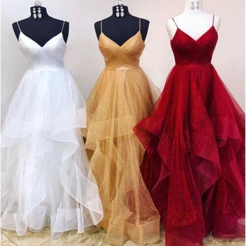 Sexy Red Prom Dresses 2020 Long A-line Sleeveless Ruffles Backless Dressing Gown Party Dress vestidos LE40786