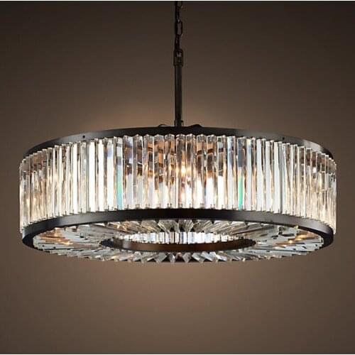 Modern Crystal Chandelier Light Minimalist Creative Hollow Round Chandelier Lamp Fixture Vintage Style for Household Living Room