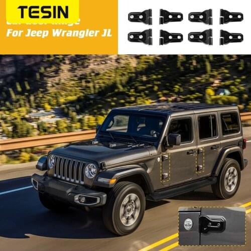 TESIN Car Exterior Door Hinge Cover Engine Hood Hinge Protector Trim Cover Stickers Kit Accessories For Jeep Wrangler JL JT 2018