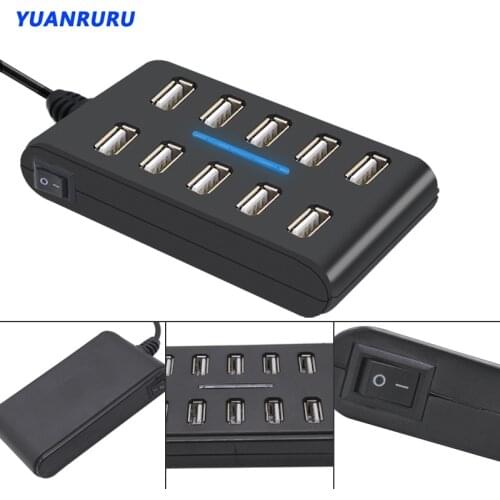 USB 2.0 Hub 10 Port Multiple Expander USB Hub 2.0 With switch Portable High Speed USB Splitter Hub For PC Laptop