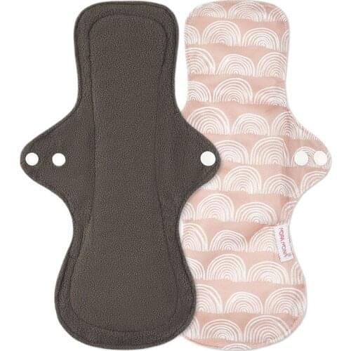 Happy Flute Washable Sanitary Towel Absorbent Reusable Charcoal Bamboo Cloth Menstrual Pad 1 Piece