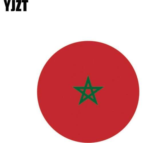 YJZT 10CM*10CM Accessories Round Moroccan MA Flag Car Sticker PVC Creative Decal 6-0971
