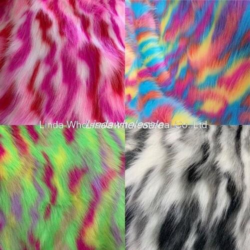 Jacquard Rainbow Fox Fur fabric,Clothing Handbag Fur Collar Shoe Material,faux fur fabric