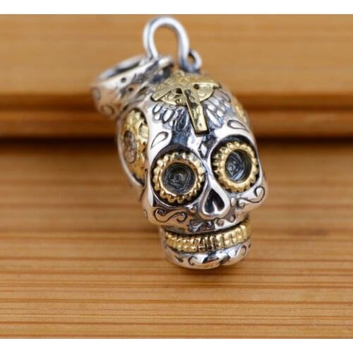 925 Sterling Silver skull cross Skeleton pendant charm jewelry DIY accessory decoration bracelet keychain necklace ect DIY A41