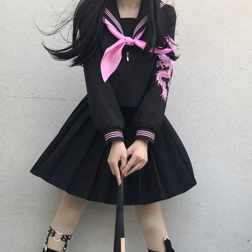 Gothic two-piece summer y2k jk uniform set fashion Vintgae Harajuku college ins pleated skirt women suit kawaii high waist skirt
