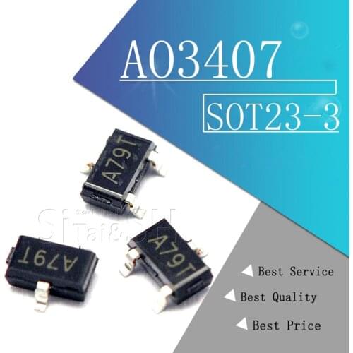 50pcs AO3407 3407 SOT23-3 MOSFET A79T MOSFT P-Ch -30V -3.6A 64mOhm new and original