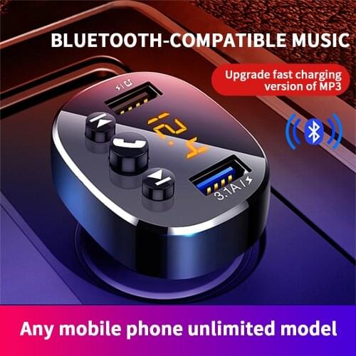 FM Transmitter Handsfree Car Bluetooth 5.0 MP3 Player Wireless Aux Audio Receiver FM Modulator Dual USB Fast Charger Car Kit