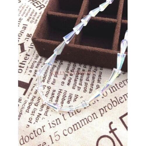 Free Shipping ! 8*16mm White AB Cone Shape Teardrop Faceted Crystal Glass Loose Charm Spacer Beads For Jewelry Making