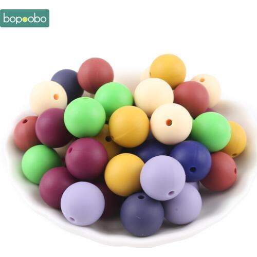 Bopoobo 30pc Silicone Teether 15mm New Color Food Grade Teething Silicone Beads DIY Nursing Bracelet Baby Teether