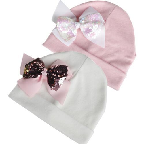 100% Cotton Baby Spring Hat Bow Newborn Beanie Baby Girls Solid Cotton Knit Beanie Infant Caps Toddler Hat