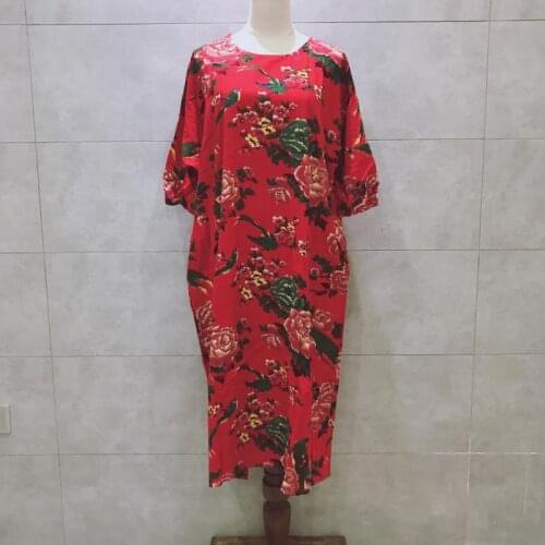 Johnature Spring New Retro Fashion Floral Print O-neck Pockets Short Sleeve Dress 2021 Cotton Linen Comfortable Women Dresses