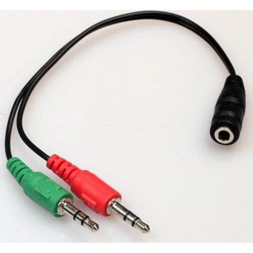 3.5mm 1 Male to 2 Female Adapter Cable Spliter microphone and headphone for computer or Headphone