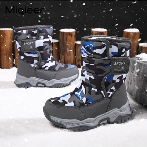 2021 Kids Snow Boots Boys Sneakers Girls Winter Warm Camouflage Sports Shoes Waterproof Anti Skid Children Platform Shoes