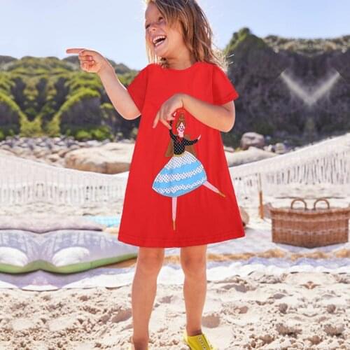 Summer Baby Kids Girls Dresses Casual Short Sleeve Cartoon Patterns Cotton Dress Vestidos De Verano Kids Clothes Girls
