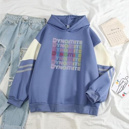 Hot Sale Loose stitching plus velvet print Hooded Winter Women Long Sleeve Sweatshirt Street Cool All-Match Cheap Loose Clothes