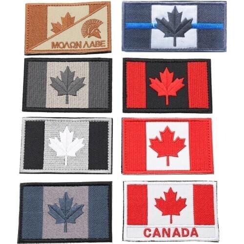 Custom Embroidery Canada Flag Quebec Patch Army Tactical Uniform Maple Leaf Badge Bandage Flag Embroidery Patch Wholesale