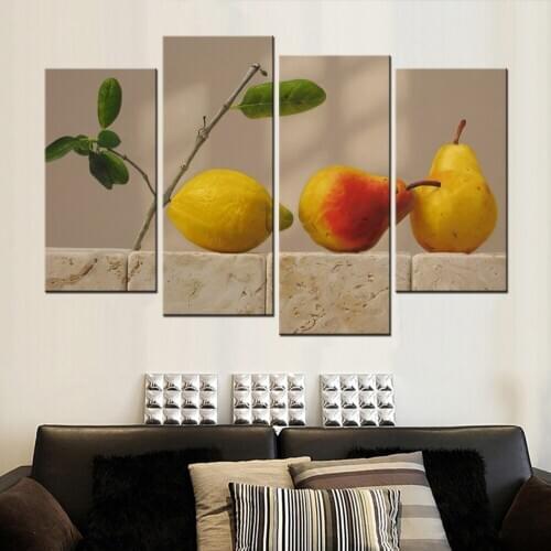 Hd Art Wall Poster Waterproof Inkjet Fruit Pear Canvas Painting Pictures and Prints Home Decor Living Room Four Frameless Murals