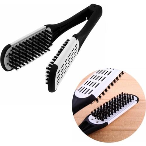 Natural Ceramic Plywood Straightening Comb Double Sided Hairdressing Brush Clamp Fibre Styling Hair Care Tools Hair Straightener
