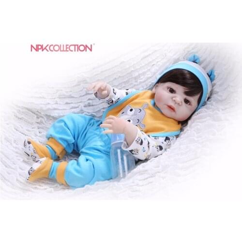 NPK New 57CM Full Body Silicone Girl Reborn Babies Doll Toys Prince Babies Doll Wig Hair Cute Birthday Gift the best Xmas gift