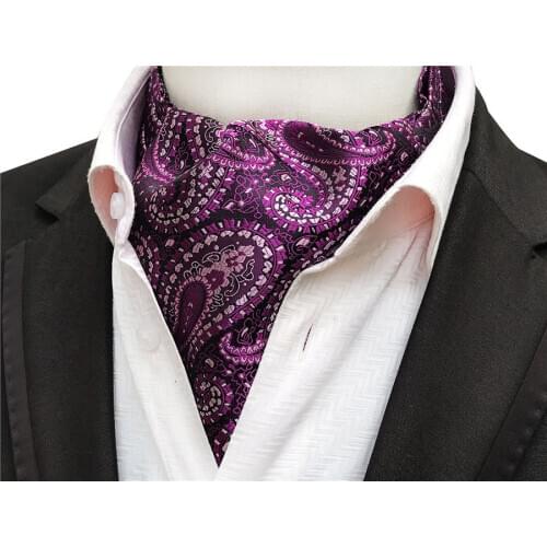New Design Men Neck Ascot Purple Paisley Cravat Ties