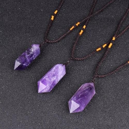 5A+Natural Amethyst Pyramid Necklace Women Brazil Original Massage Healing Meditation Female Pendants & Necklaces Jewelry