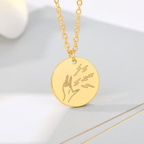 Spellcaster Mystic Symbol Necklaces For Women Men Gold Silver Color Stainless Steel Round Male Female Pendant Necklace Jewelry