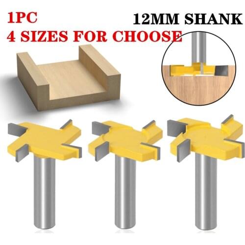 1pc 12mm Shank Z4 T Type Slotting Cutter Woodworking Tool Carbide Router Bits For Wood Woodworking Milling Cutter