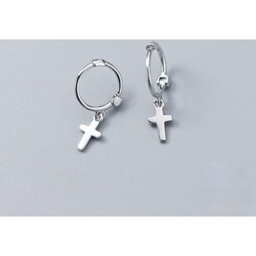 Popular Cross Pendant Silver Plated Earrings Suitable for Women To Prevent Allergies, Girls and Children Exquisite Jewelry Gifts