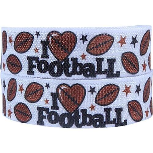 Ribbon manufacture 50 yards per lot football printed sports fold over elastic for foe headbands