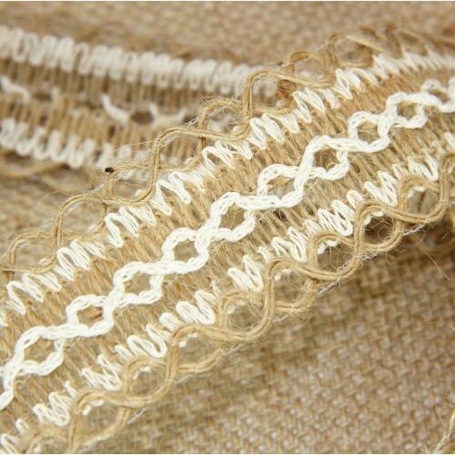 DIY Wedding Decoration Lace 5M Natural Linen Lace Ribbon Hemp Lace Roll Party Supplies Rustic Vintage Wedding Decoration