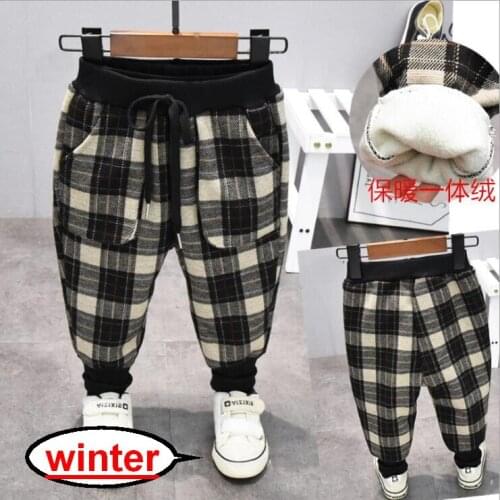 Boys Pants Kids Clothing Children Winter Trousers Lace Up Loose Casual Cotton Soft Harem Pants Casual Plus Velvet Jogger Pants