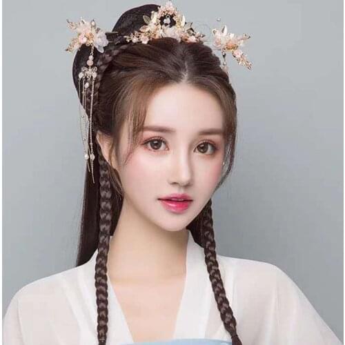 Chinese Style Bridal Hanfu Headwear Long Tassels Hairpin Haircomb Set Handmade Step Shake Wedding Hair Accessories LXH