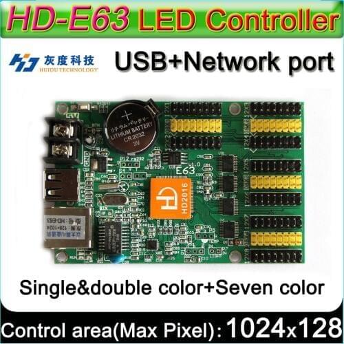HD -E63 LED display controller, Single&double color P10 LED sign Control card,U-Disk and LAN Cable to edit and updated programs
