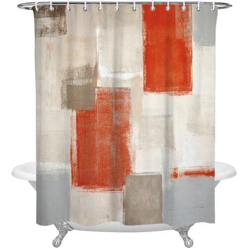 Orange-Red Scribble Paint Graffiti Texture Shower Curtain Home Bath Decorative Waterproof Polyester Fabric Bathroom Curtain