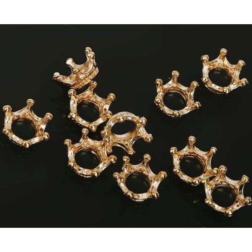 10Pcs Crown KC Gold Plated European Antique Beads Charms DIY Jewelry Craft