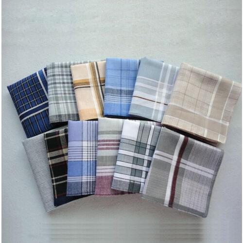12pcs/lot Assembly Handkerchiefs Classic Plaid Check Mocket Women and Men 100% Cotton Hanky