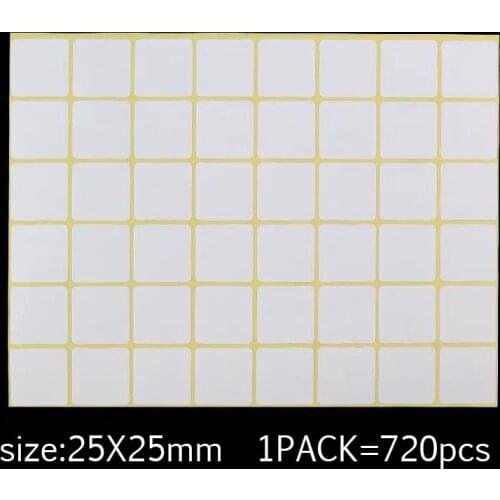 720pcs/pack White Square Blank Stickers Small White Sticky Labels Price Stickers Tags Blank Self Adhesive Stickers 25x25mm