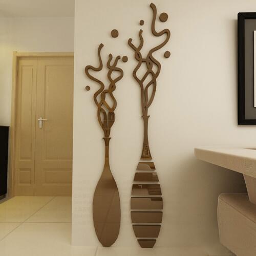 Abstract Double vase Acrylic crystal Wall stickers TV wallwaterproof mirror wall stickers Sofa wall DIY art decor Pure color