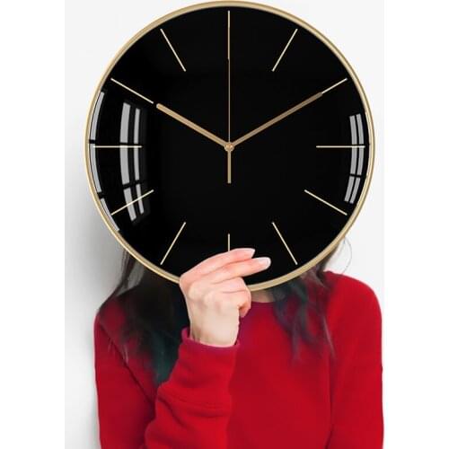 Large Nordic Wall Clock Silent Metal Black Luxury Hanging Clocks Wall Watch Simple Modern Living Room Wall Clocks Home Decor Hot